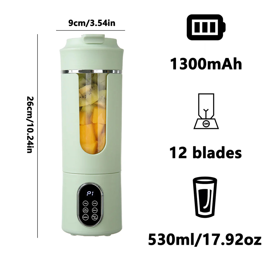 530ml Portable Juicer – Wireless Rechargeable Ice Crush Blender