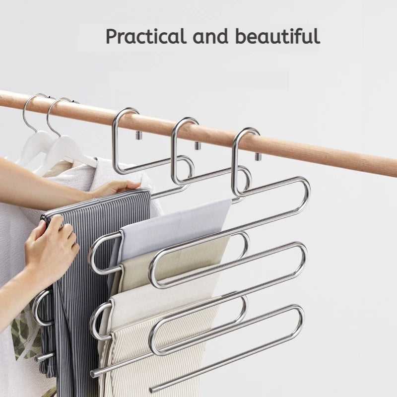 5-Layer Non-Slip Clothes Hanger – Space-Saving Pants & Storage Rack