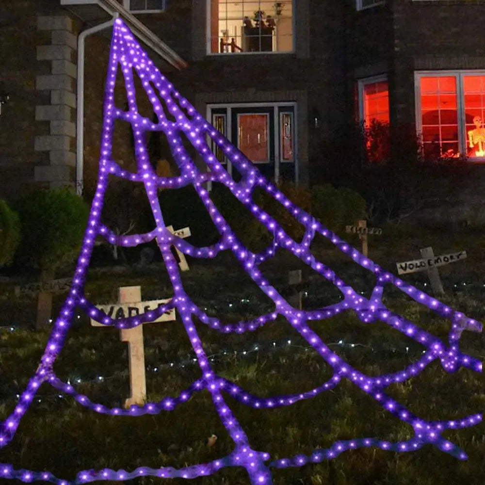 LED Spider Web Lights – 250 LEDs, 8 Modes, 5m