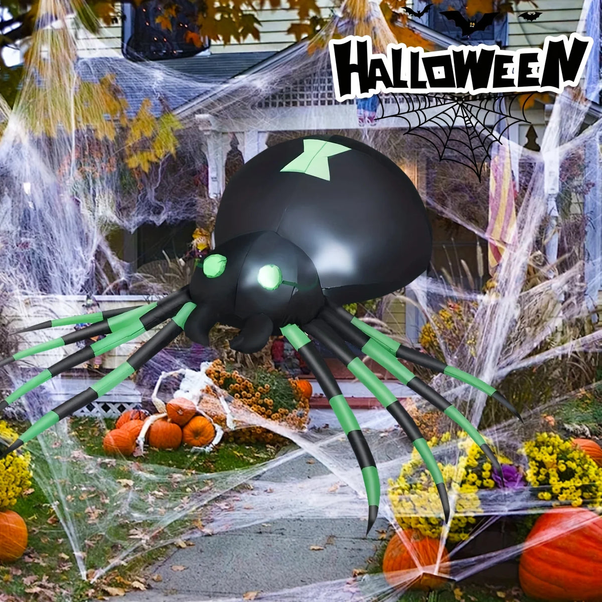 7.2ft Inflatable LED Spider – Halloween Yard Decor