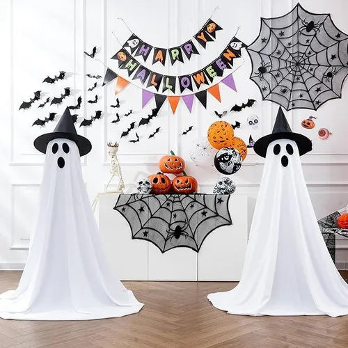 Hanging Ghost Halloween Decoration with String Lights