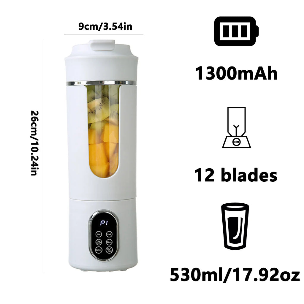 530ml Portable Juicer – Wireless Rechargeable Ice Crush Blender