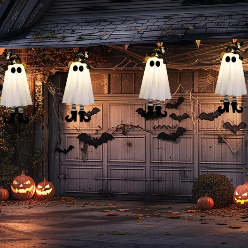 LED Witch & Ghost Hanging Halloween Ornaments