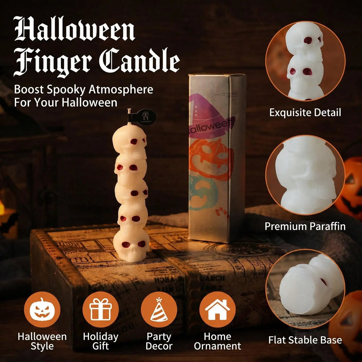 Halloween Scented Soy Candle Set – Skull & Pumpkin