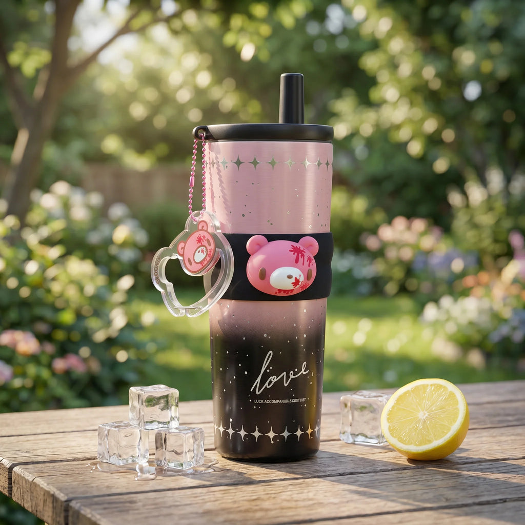 Cute Bear Stainless Steel Tumbler with Tea Filter – 700ml