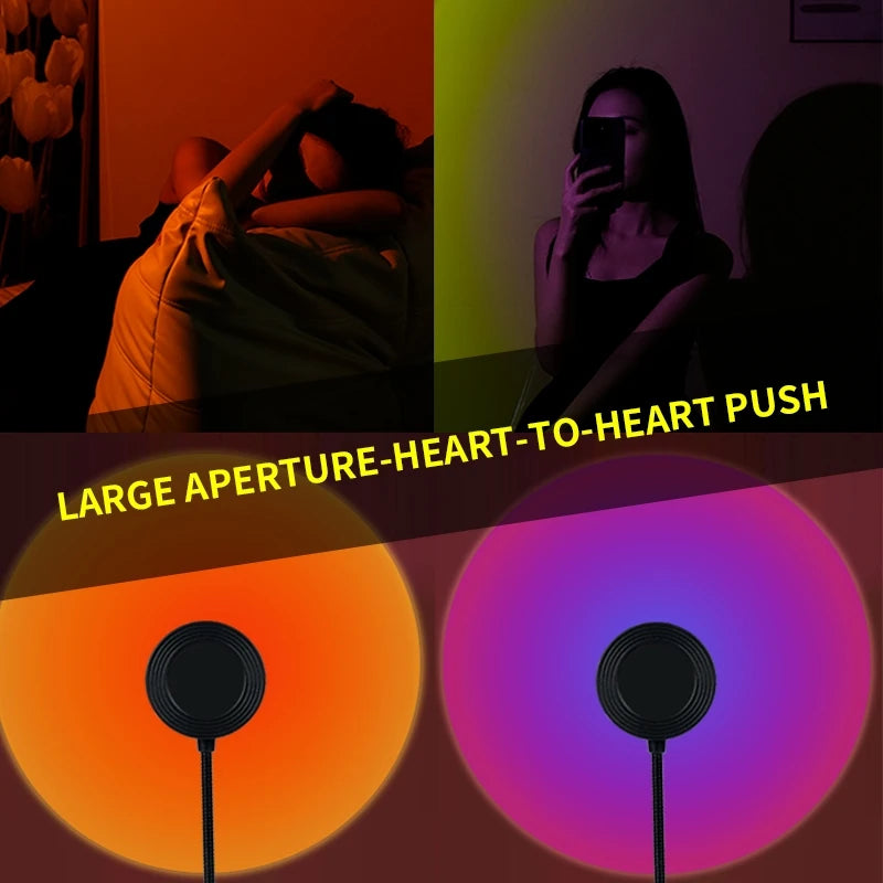 1-Pack Sunset Light, USB Projector Seven-Color Light, Seven-Color Water Ripple Light, LED Projector Night Light, Photo Background Light, Romantic Mood Light, Night Light, Room Decoration, Game Room Sunset Light Background, Ho