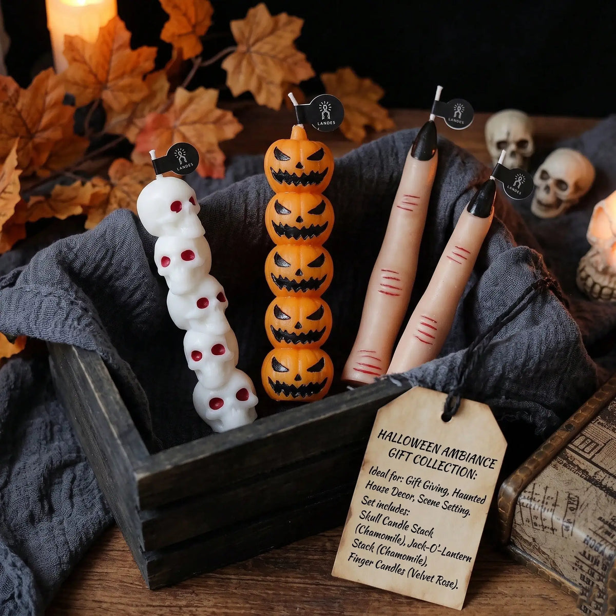 Halloween Scented Soy Candle Set – Skull & Pumpkin