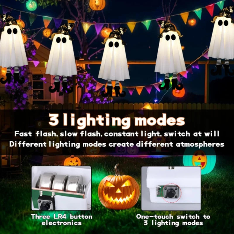 LED Witch & Ghost Hanging Halloween Ornaments