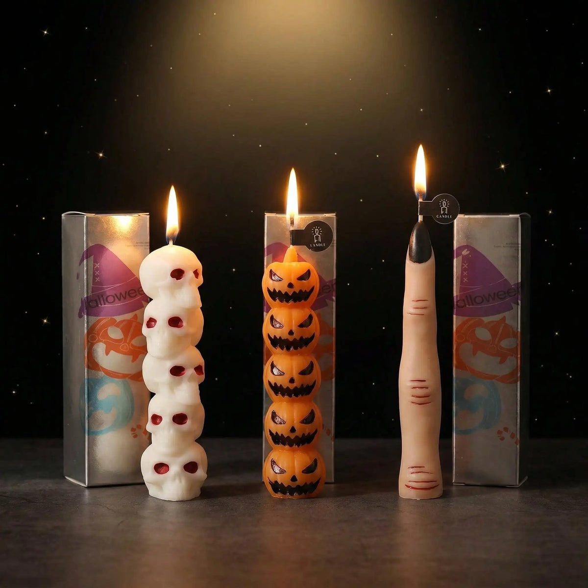 Halloween Scented Soy Candle Set – Skull & Pumpkin
