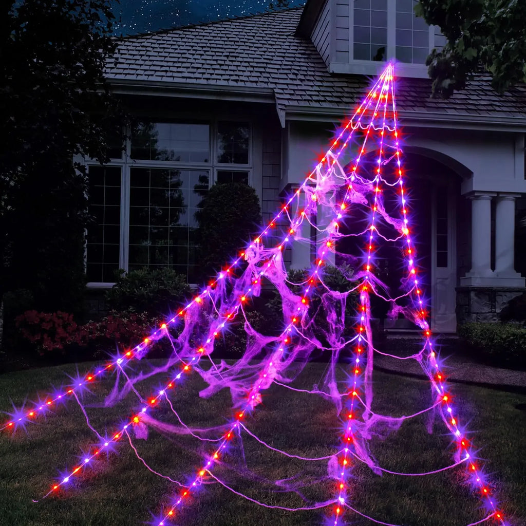 LED Spider Web Lights – 250 LEDs, 8 Modes, 5m