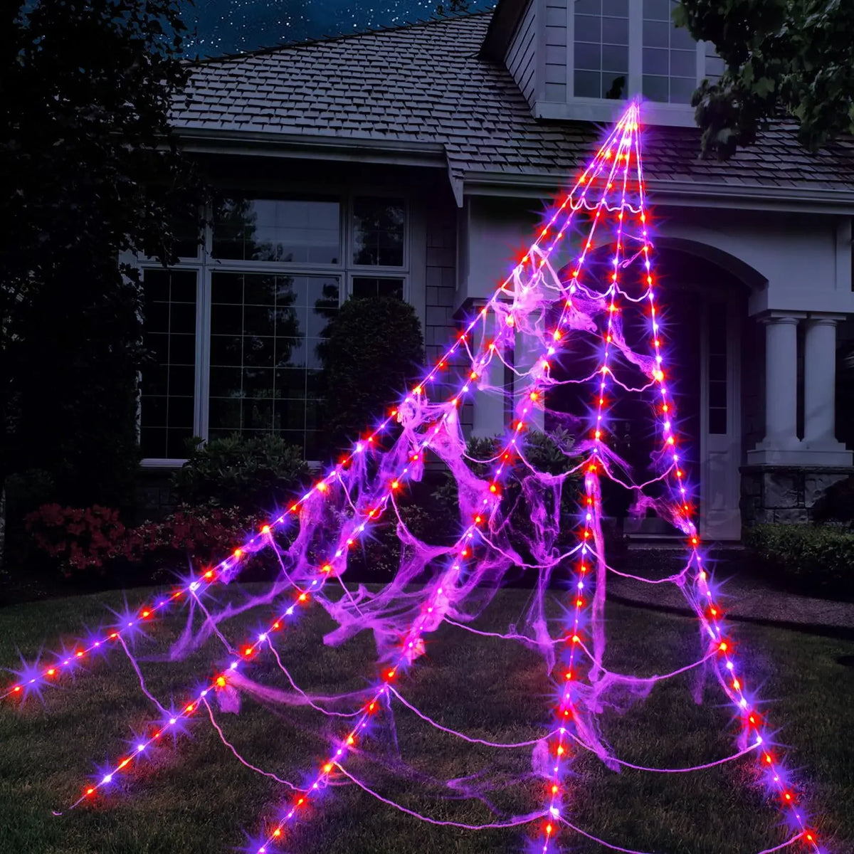 LED Spider Web Lights – 250 LEDs, 8 Modes, 5m
