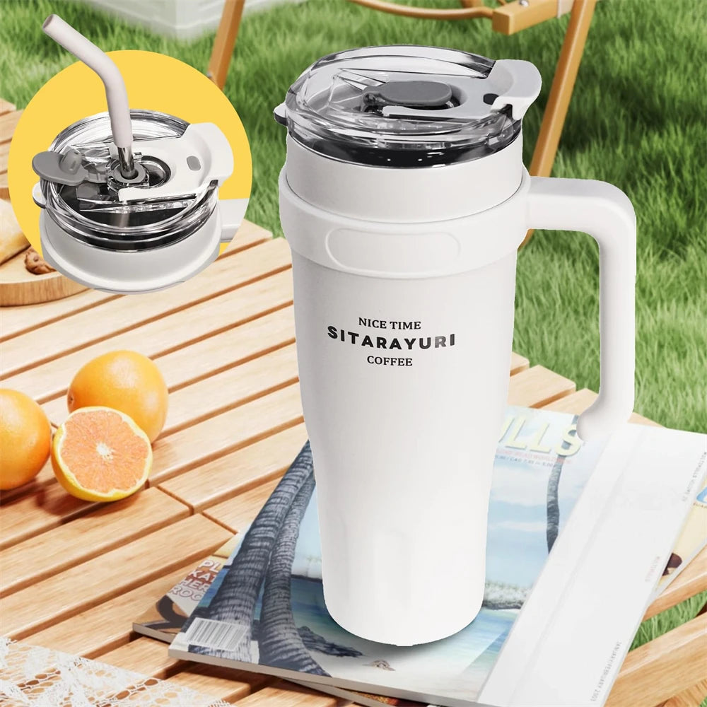 38oz Insulated Tumbler with Handle & Straw – All-Day Cold