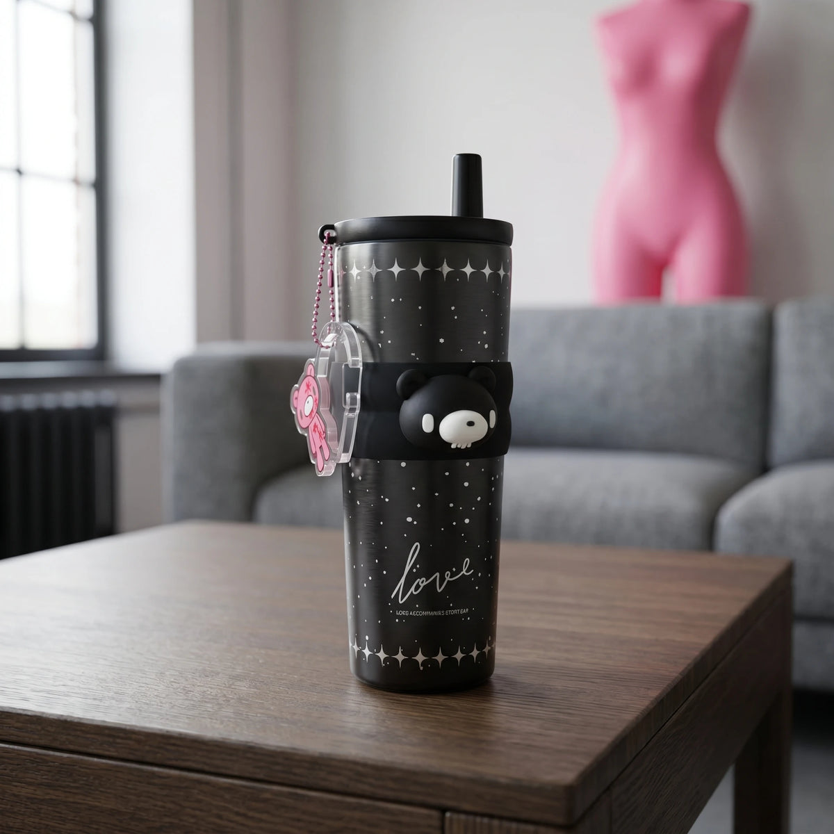 Cute Bear Stainless Steel Tumbler with Tea Filter – 700ml