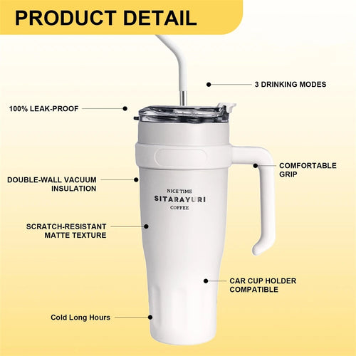 38oz Insulated Tumbler with Handle & Straw – All-Day Cold