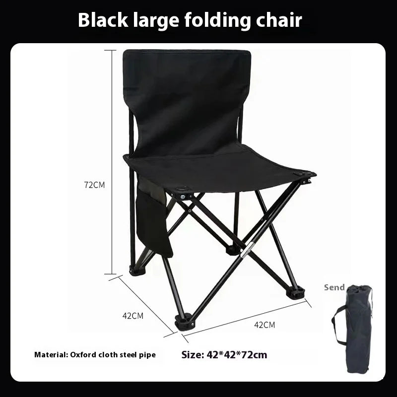 Portable Folding Camping Chair Outdoor Fishing Picnic Beach Chair Oxford Cloth Seat with Side Pocket Lightweight Travel Chair