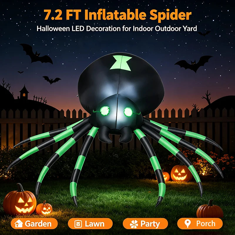 7.2ft Inflatable LED Spider – Halloween Yard Decor