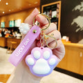 Purple Cat Paw Keychain, Creative Cartoon Bag Charm