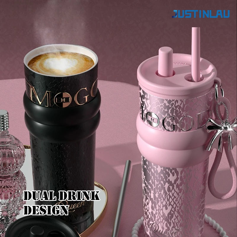 Aurora Goddess Ceramic-Coated Thermos Cup with Strap – 710ml