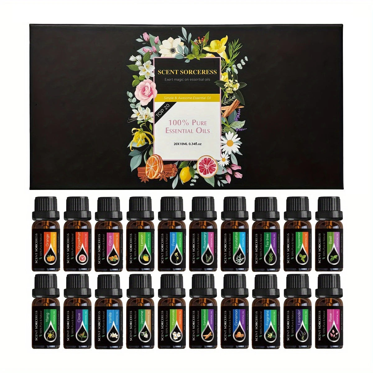 20-Piece Essential Oil Gift Set – Lavender, Eucalyptus, Citrus & More