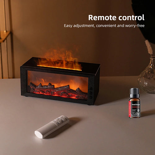 300ml Flame Diffuser & Humidifier with Remote – Realistic Fireplace Effect