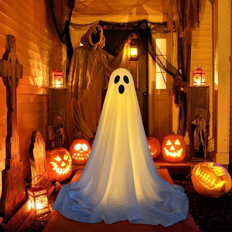 Hanging Ghost Halloween Decoration with String Lights