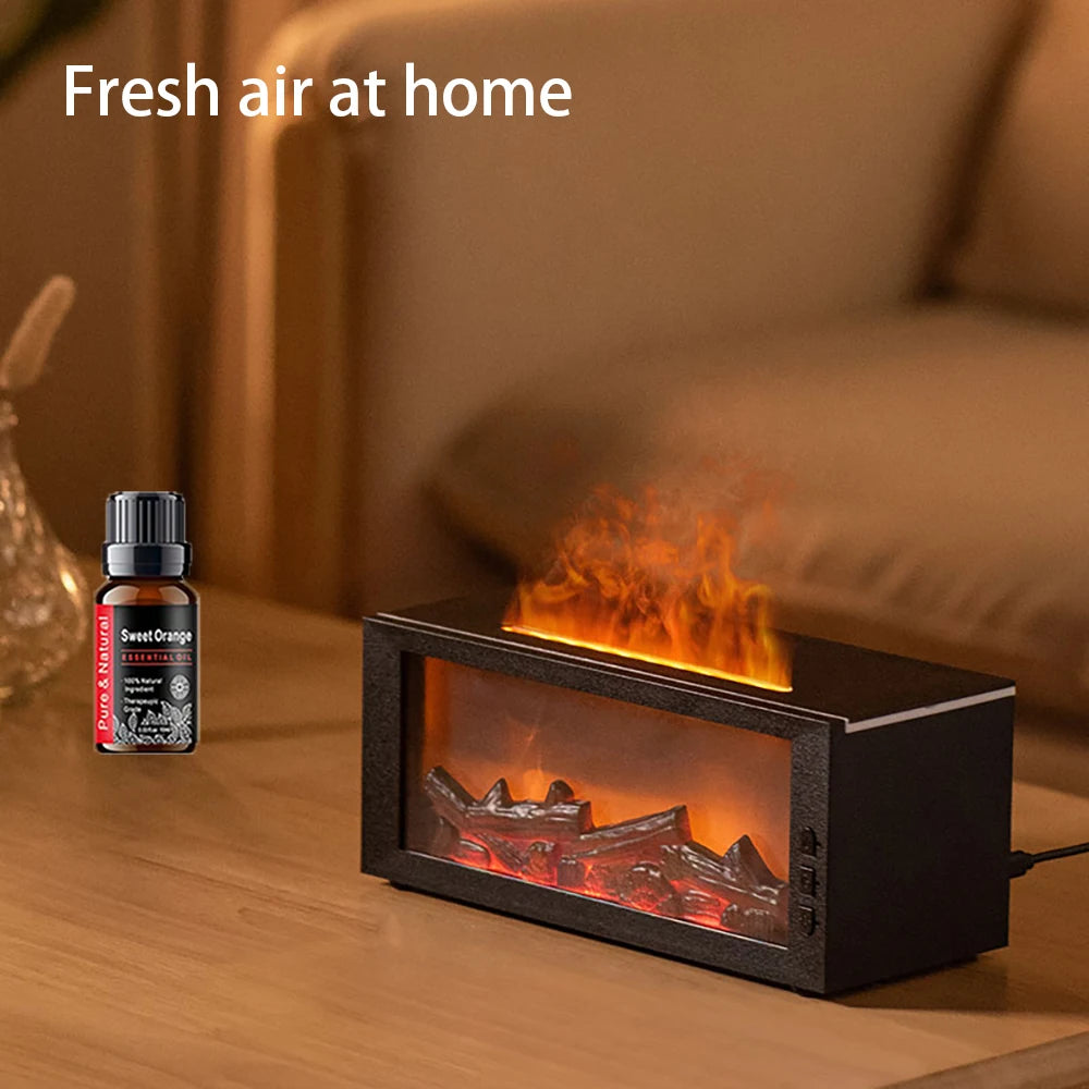 300ml Flame Diffuser & Humidifier with Remote – Realistic Fireplace Effect