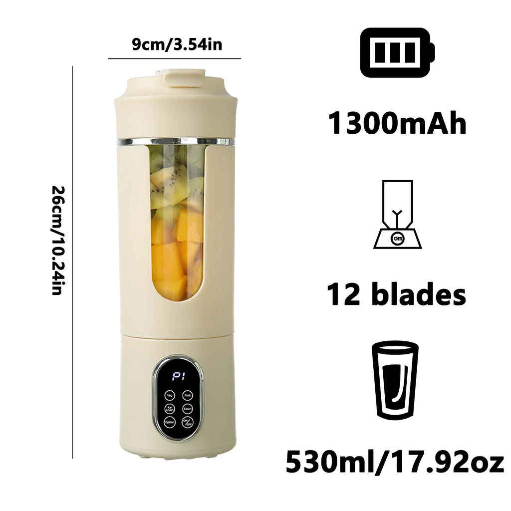 530ml Portable Juicer – Wireless Rechargeable Ice Crush Blender
