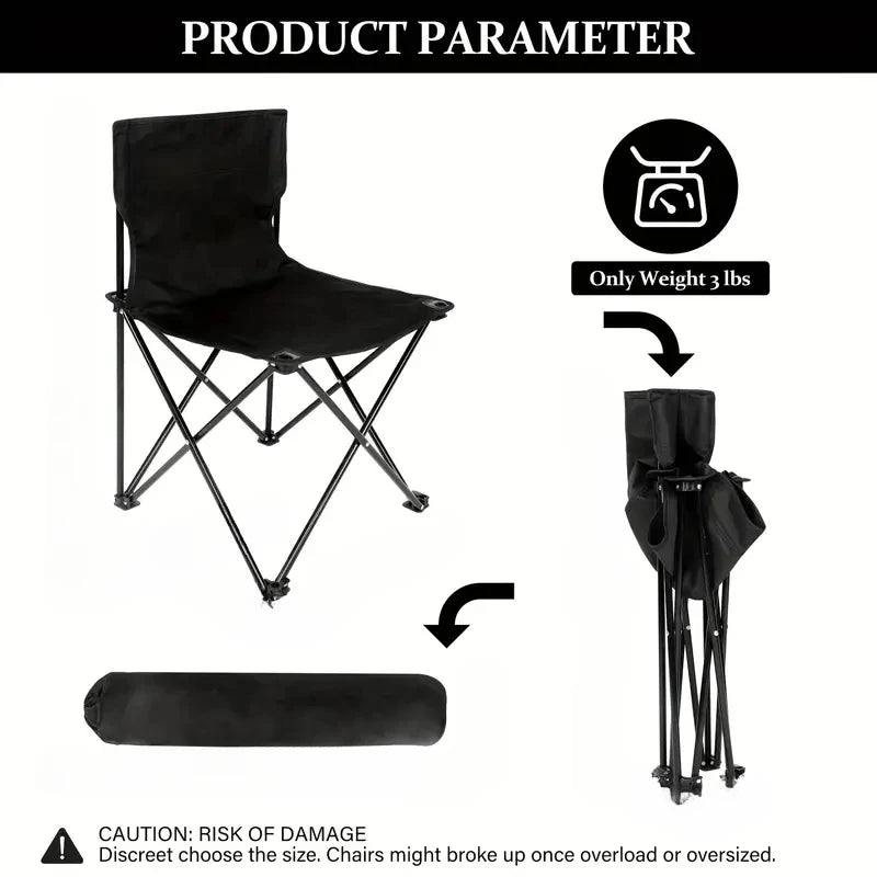 Portable Folding Camping Chair Outdoor Fishing Picnic Beach Chair Oxford Cloth Seat with Side Pocket Lightweight Travel Chair