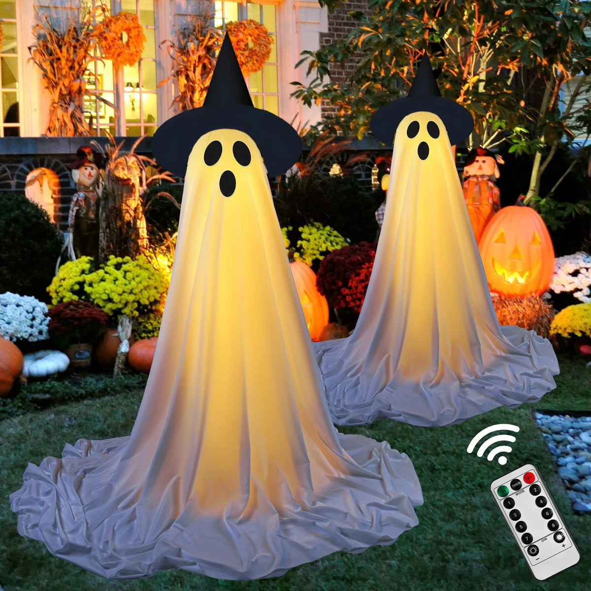 Hanging Ghost Halloween Decoration with String Lights