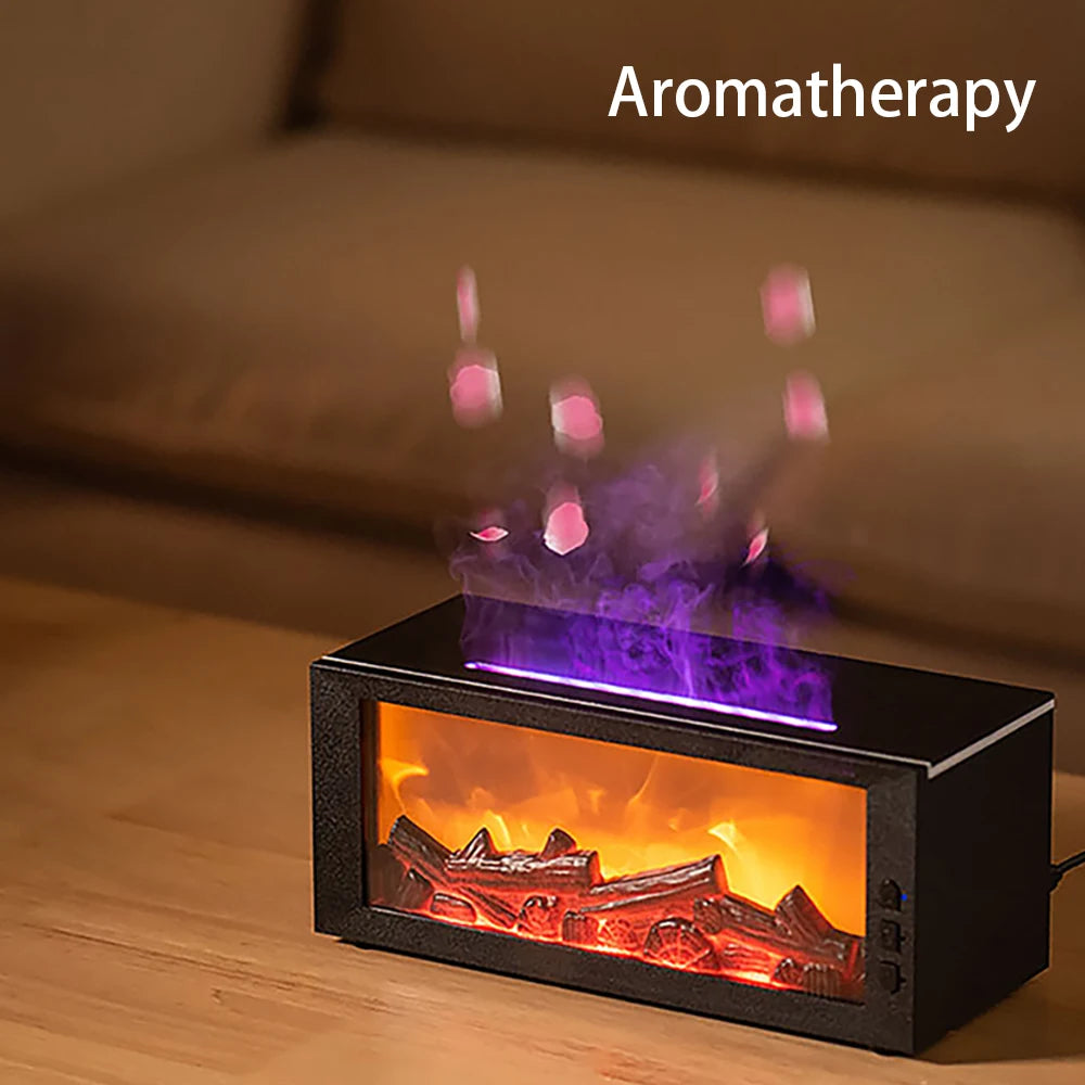 300ml Flame Diffuser & Humidifier with Remote – Realistic Fireplace Effect