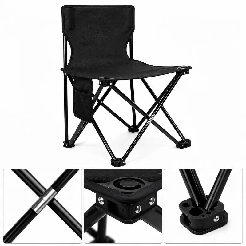 Portable Folding Camping Chair Outdoor Fishing Picnic Beach Chair Oxford Cloth Seat with Side Pocket Lightweight Travel Chair