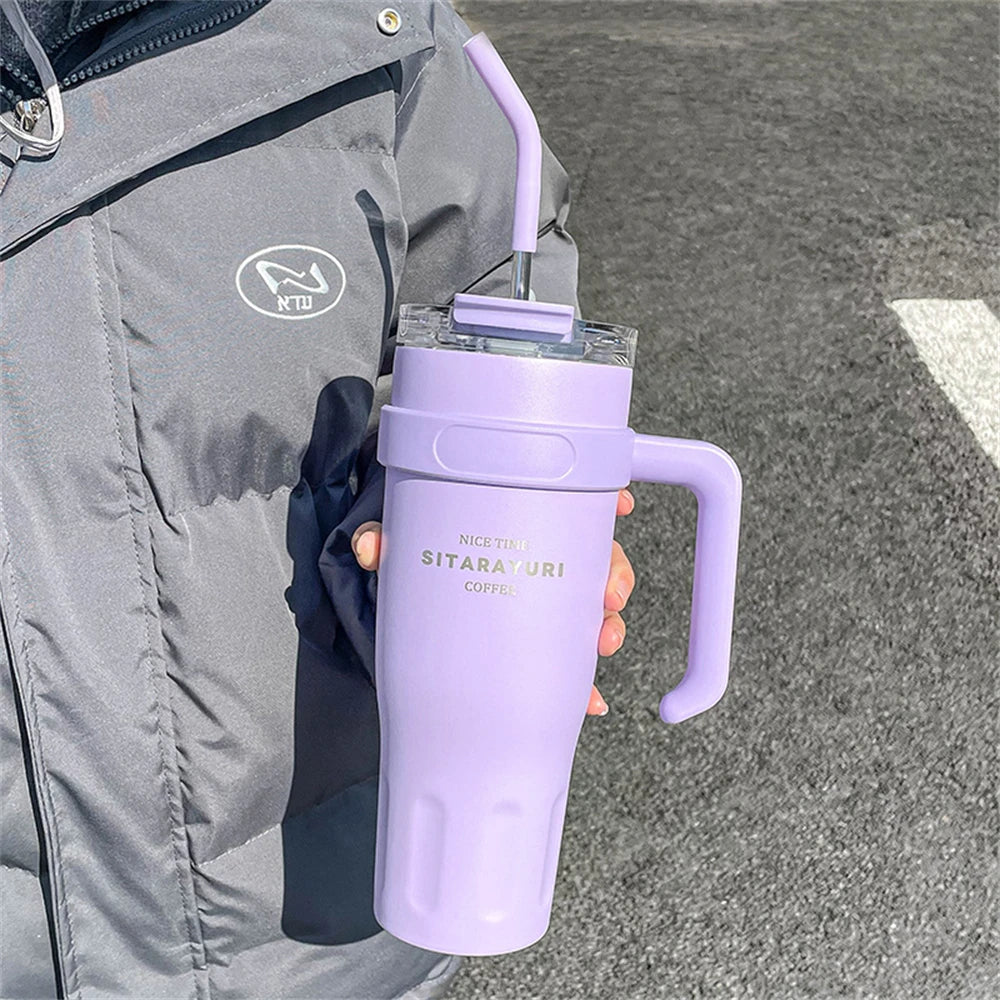 38oz Insulated Tumbler with Handle & Straw – All-Day Cold