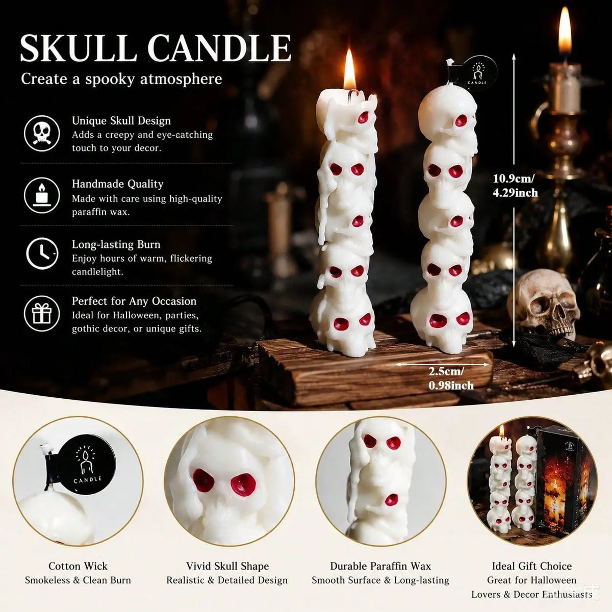 Halloween Scented Soy Candle Set – Skull & Pumpkin
