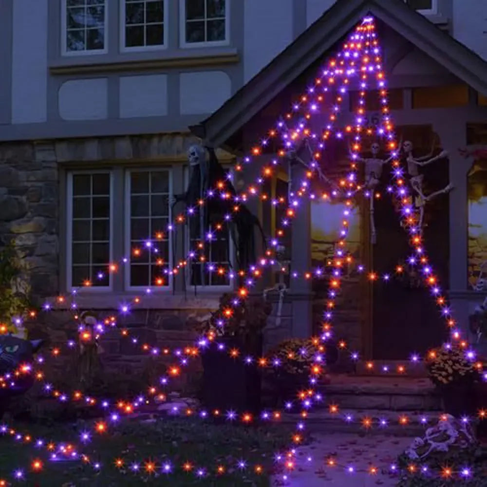 LED Spider Web Lights – 250 LEDs, 8 Modes, 5m