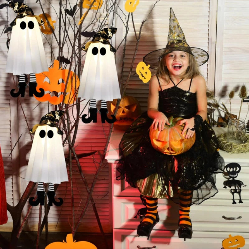LED Witch & Ghost Hanging Halloween Ornaments