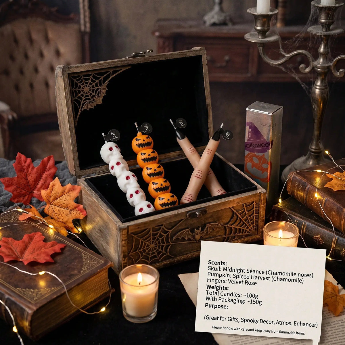 Halloween Scented Soy Candle Set – Skull & Pumpkin