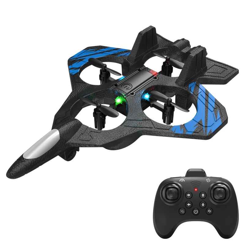 RC Fighter Plane Drone – LED Lights, One-Key Takeoff