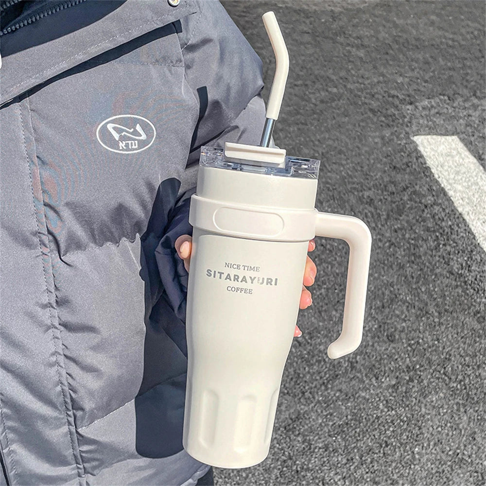 38oz Insulated Tumbler with Handle & Straw – All-Day Cold