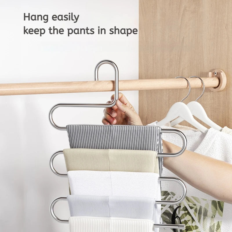 5-Layer Non-Slip Clothes Hanger – Space-Saving Pants & Storage Rack
