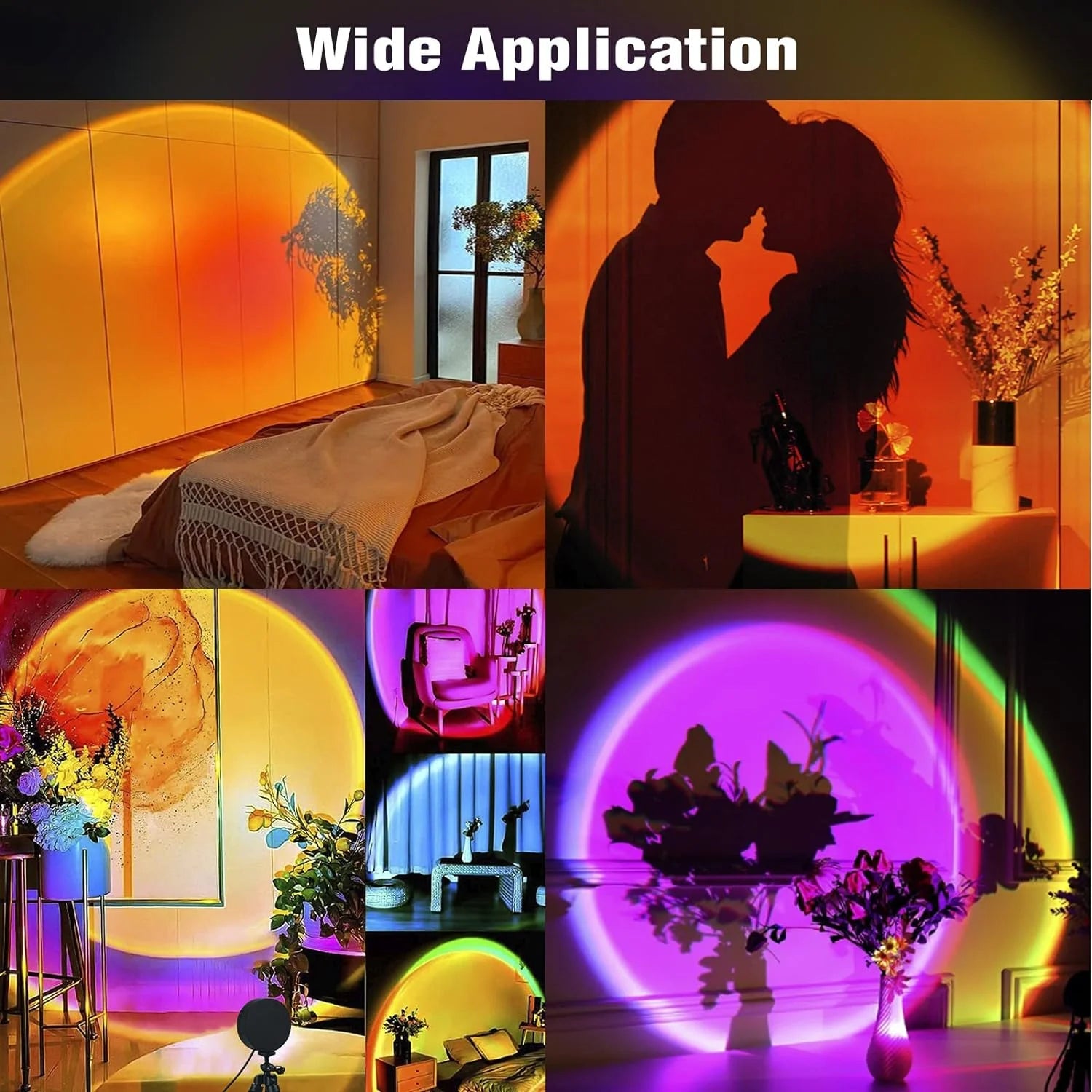 1-Pack Sunset Light, USB Projector Seven-Color Light, Seven-Color Water Ripple Light, LED Projector Night Light, Photo Background Light, Romantic Mood Light, Night Light, Room Decoration, Game Room Sunset Light Background, Ho