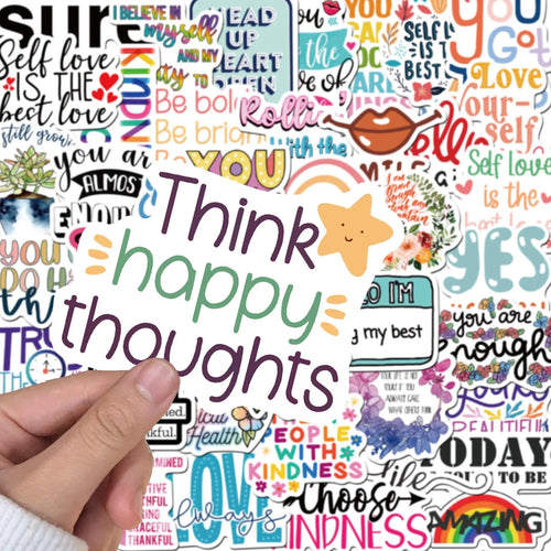 52-Piece Inspirational Quote Stickers – Water Bottle, Laptop & Helmet Decals