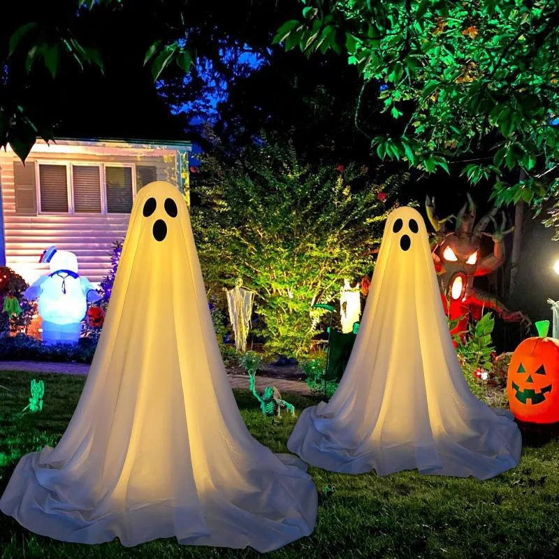 Hanging Ghost Halloween Decoration with String Lights